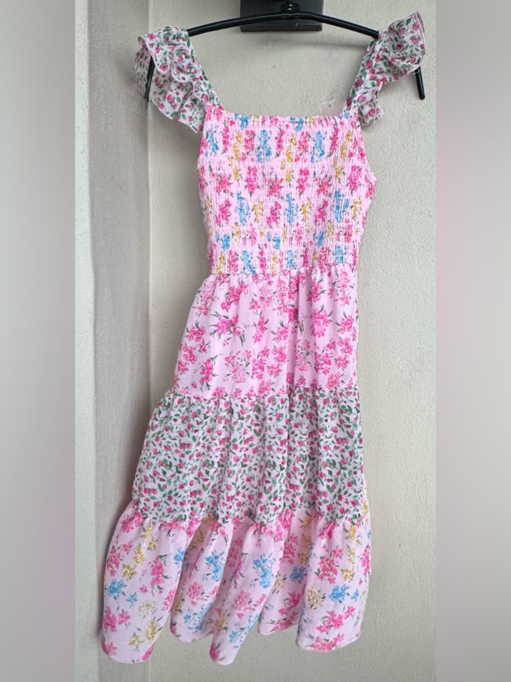Chenault/Pink & Violet Girls Sundress Multicolor Floral 100% Polyester Size 9/10